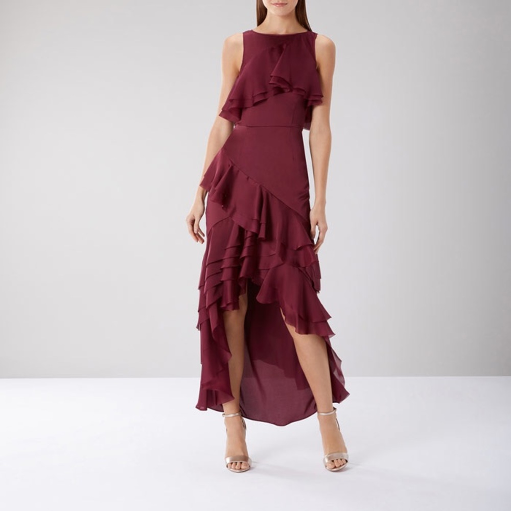 Merlot Ivey Ruffle Soft Evening Dress - Picture 3 of 5